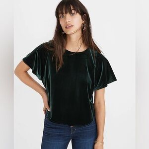 Madewell Velvet Butterfly Blose-Cinnabar XS